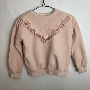 Kids Blush Pink Crew Neck Sweatshirt with Fringe | Size 8 (130/64)
